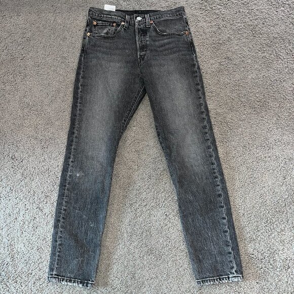 LEVI'S BIG E 501's Skinny - Faded Black Wash - Premium Denim - W26 L 28 - Picture 1 of 16